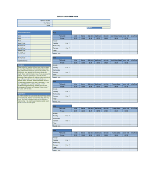 School Lunch Order Form