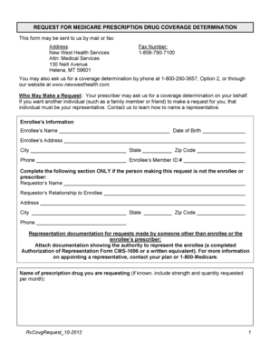 Medicare Prescription Drug Coverage Determination Form