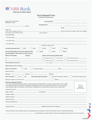 Foreign Currency Term Deposit Form