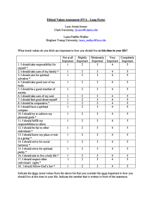 Ethical Values Assessment Long Form