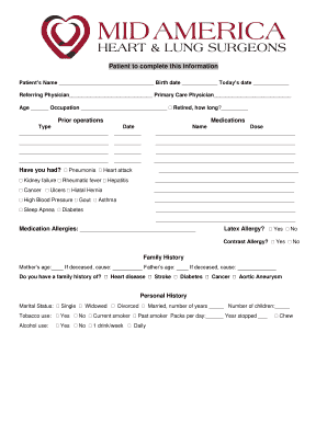 Patient Medical History Form