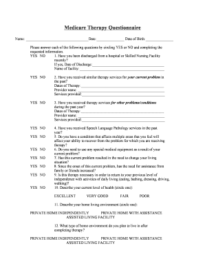Medicare Therapy Questionnaire