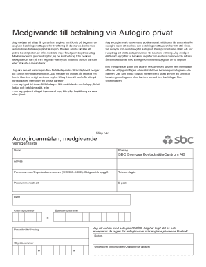 Autogiro Payment Authorization Form