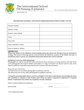 Secondary School Registration Form