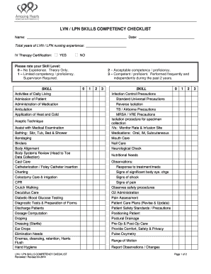 LVN LPN Skills Competency Checklist