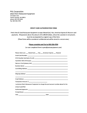 Credit Card Authorization Form