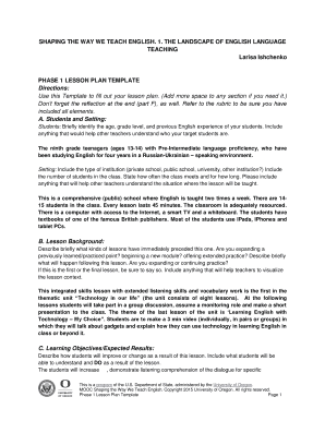 Phase 1 Lesson Plan Template