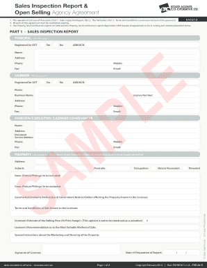 Sales Inspection Report & Open Selling Agency Agreement