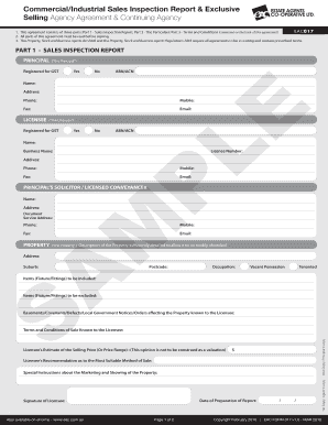 Commercial Sales Inspection Report & Exclusive Selling Agency Agreement