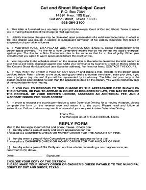 Texas Traffic Citation Disposition Letter