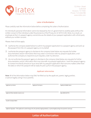 US Passport Application Authorization Letter