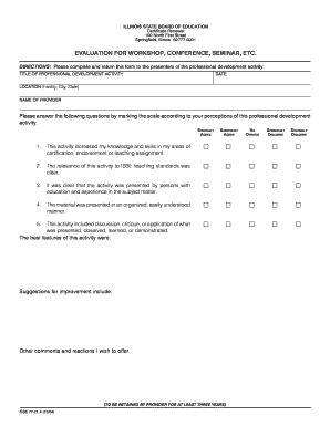Illinois Professional Development Evaluation Form
