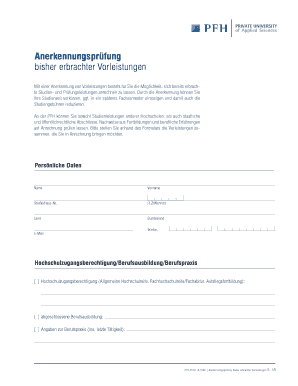 Anerkennungsprüfung bisher erbrachter Vorleistungen