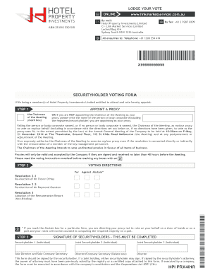 Hotel Property Investments Proxy Voting Form