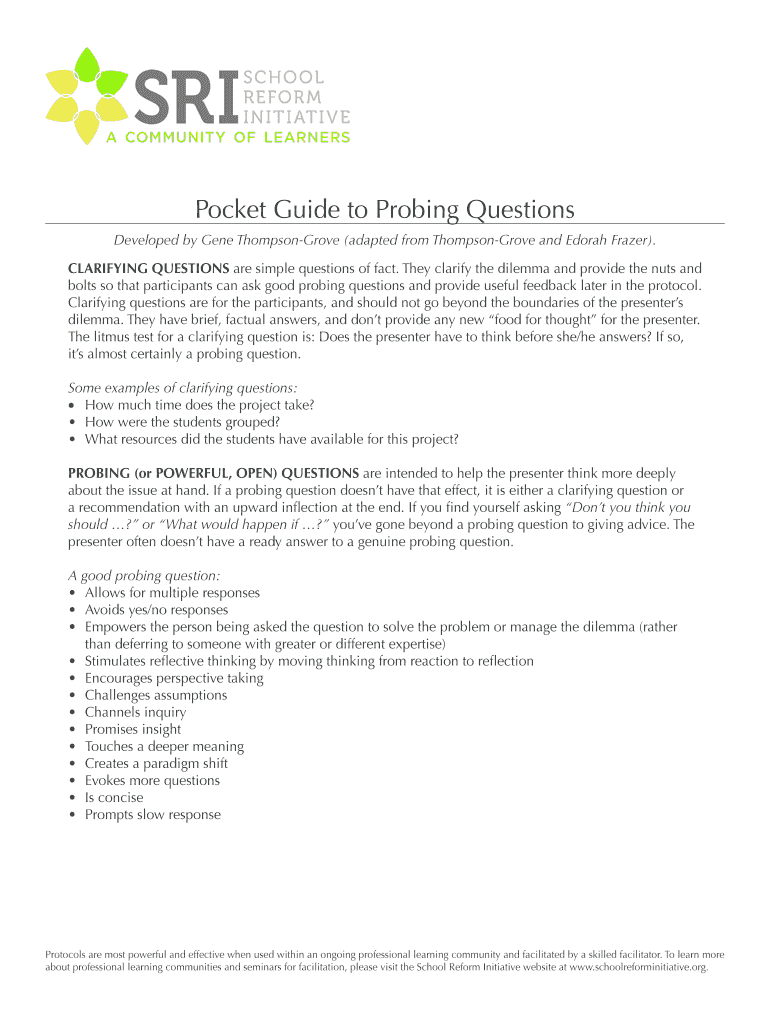 Fillable Online Pocket Guide to Probing Questions Fax Email Print