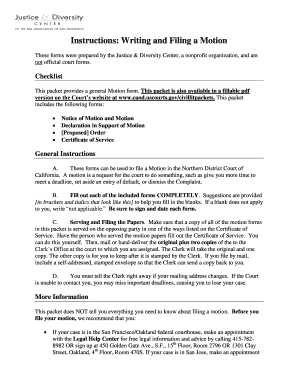 Motion Filing Instructions