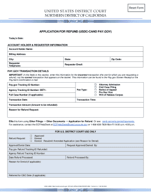 USDC-CAND Pay.gov Refund Application