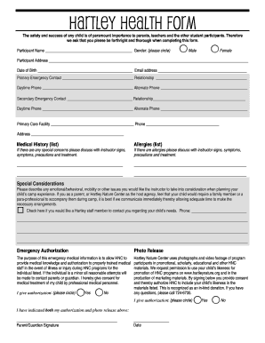 Hartley Health Form