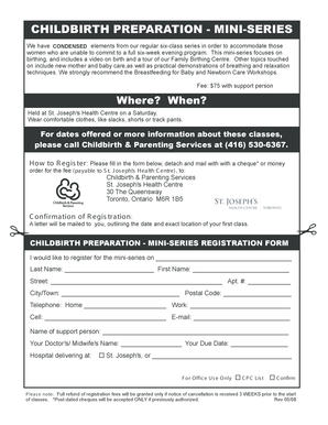 Childbirth Preparation Mini-Series Registration Form