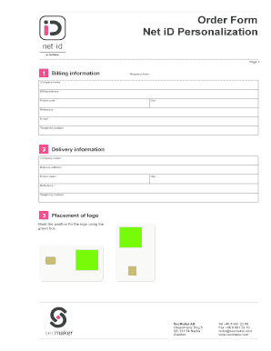 Net iD Personalization Order Form