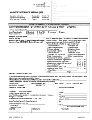 MRI Patient Screening Form