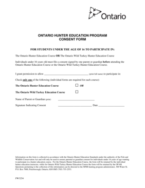 Ontario Hunter Education Program Consent Form