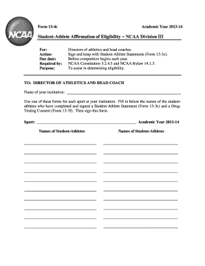 NCAA Division III Student-Athlete Affirmation of Eligibility