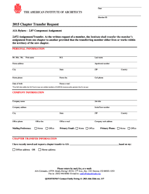 AIA Chapter Transfer Request Form