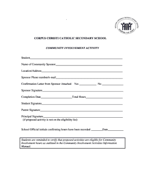 Community Involvement Activity Form