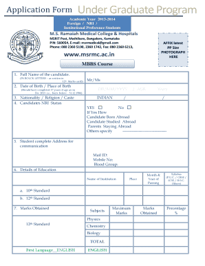 MBBS Application Form
