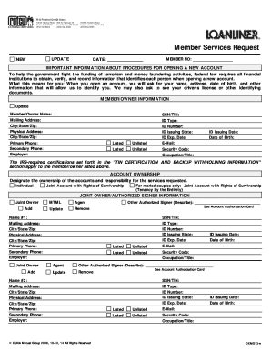 US Federal New Account Opening Form