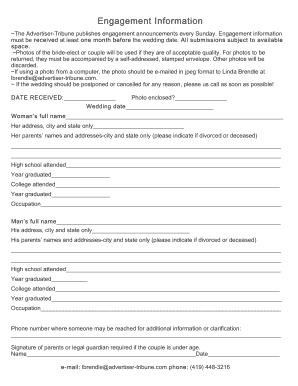 Engagement Announcement Form