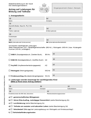 Antrag auf Leistungen für Bildung und Teilhabe