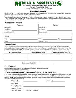 IRS Tax Extension Request Form