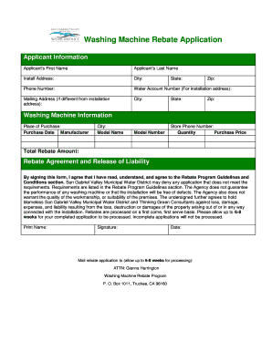 Washing Machine Rebate Application