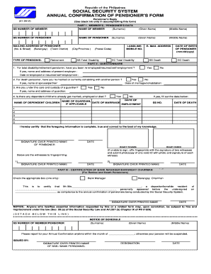 Philippines Annual Confirmation of Pensioner's Form