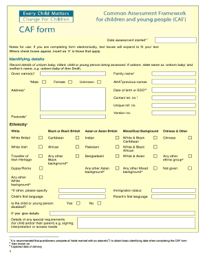 UK Child and Family Assessment Form