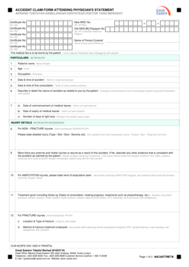 Accident Claim Form Attending Physician's Statement