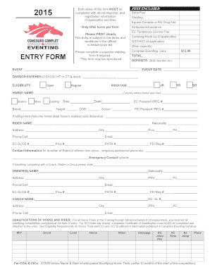 Canadian Eventing Entry Form