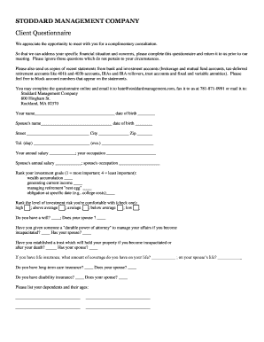 Client Financial Questionnaire