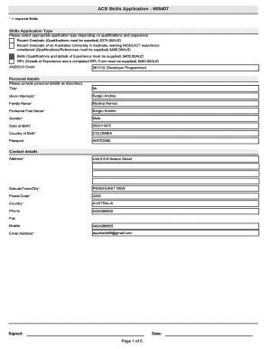 ACS Skills Application Form
