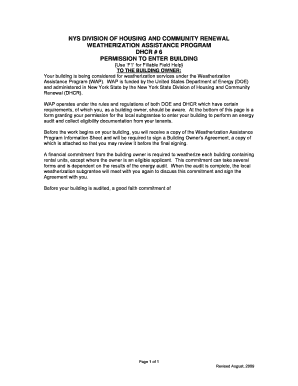 Weatherization Assistance Program Permission to Enter Building