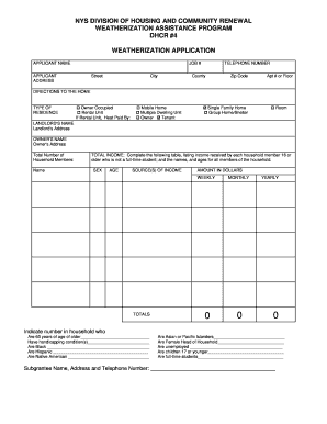 New York Weatherization Assistance Application