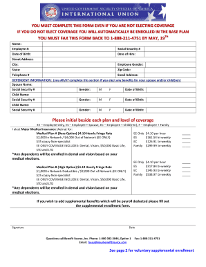 Employee Health Insurance Election Form