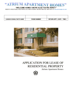 Application for Lease of Residential Property
