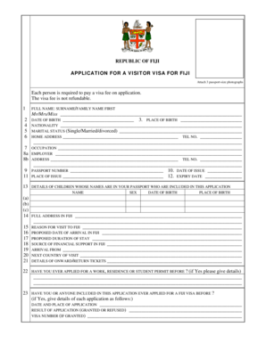 Fiji Visitor Visa Application