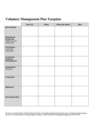 Volunteer Management Plan Template