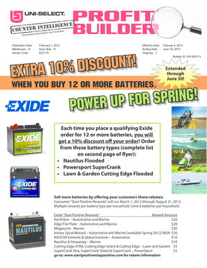 Exide Battery Order Form
