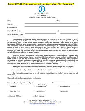 Clearwater Marine Aquarium Waiver Form