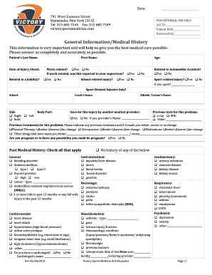 Victory Sports Medicine Patient Intake Form